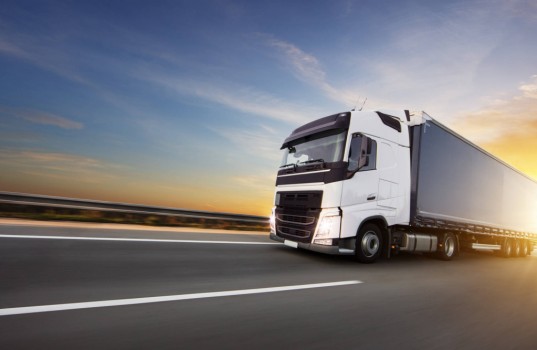 European truck on motorway