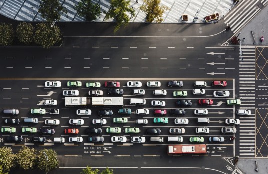 Aerial View Of Cars On Street